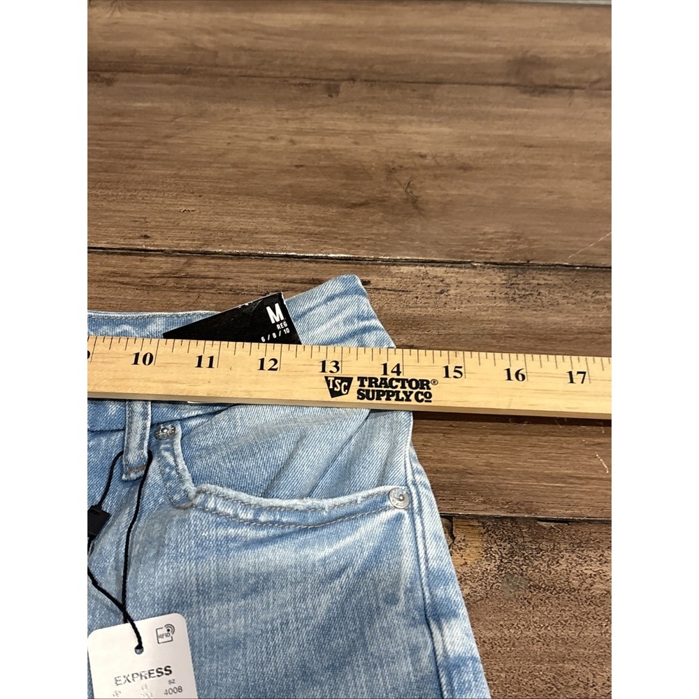 Express Jeans Womens 6/8/10 90s Slim Super High Rise Denim Light Wash Straight - Picture 8 of 14